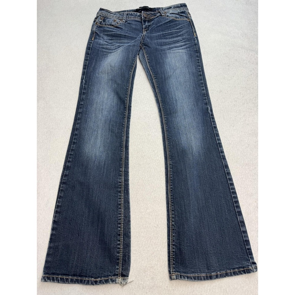 Twentyone Black By‎ Rue21 Jeans Womens 7/8R Blue Bootcut Embroidered Stretch